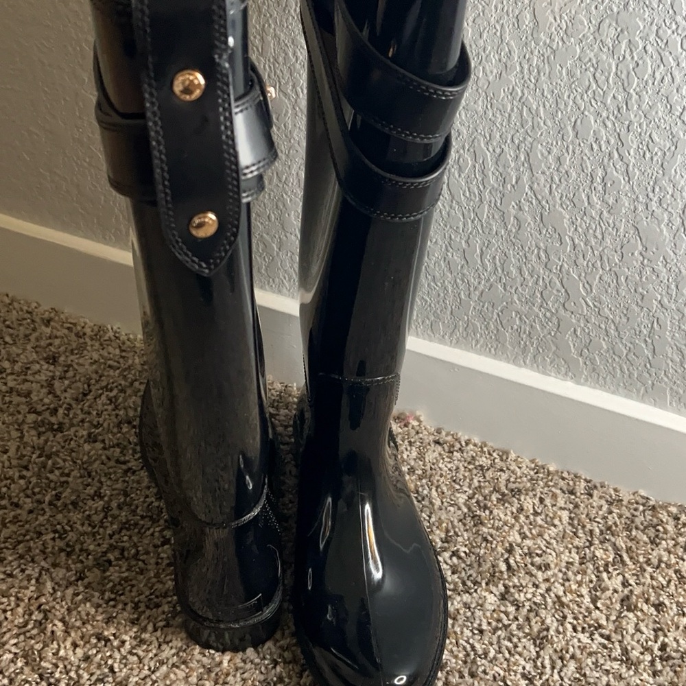 Coach Black Rain Boots with Treaded Sole